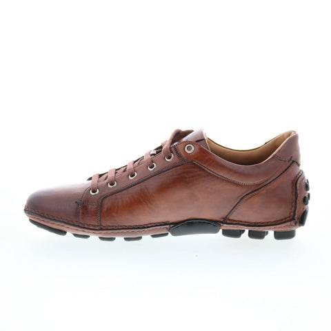 Di Bianco Olimpico Mens Brown Leather Lace Up Lifestyle Sneakers Shoes