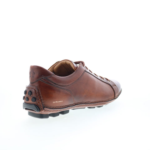 Di Bianco Olimpico Mens Brown Leather Lace Up Lifestyle Sneakers Shoes