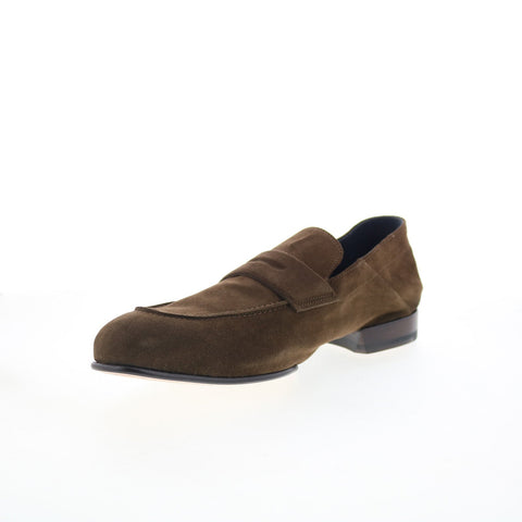 Di Bianco Otranto Mens Brown Suede Slip On Loafers & Slip Ons Penny Shoes