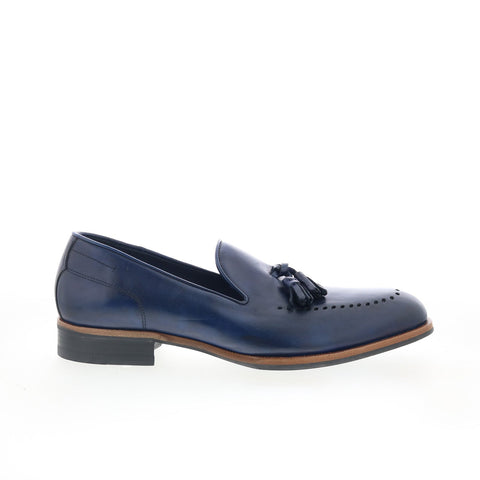Di Bianco Paestum Mens Blue Leather Slip On Loafers & Slip Ons Tasseled Shoes