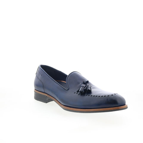 Di Bianco Paestum Mens Blue Leather Slip On Loafers & Slip Ons Tasseled Shoes