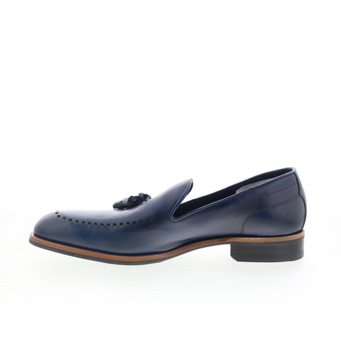 Di Bianco Paestum Mens Blue Leather Slip On Loafers & Slip Ons Tasseled Shoes