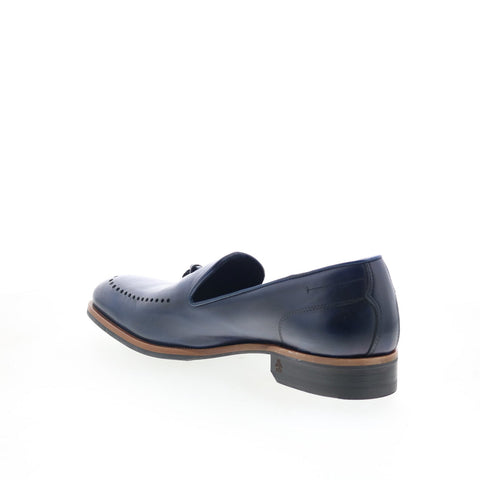 Di Bianco Paestum Mens Blue Leather Slip On Loafers & Slip Ons Tasseled Shoes