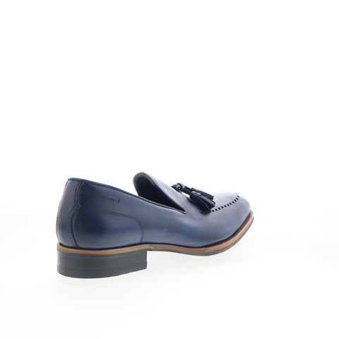 Di Bianco Paestum Mens Blue Leather Slip On Loafers & Slip Ons Tasseled Shoes