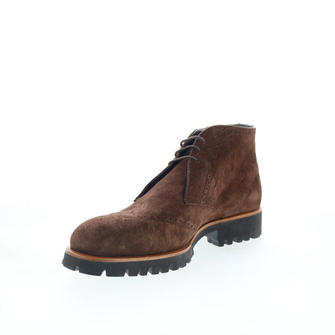 Di Bianco Parabiagio Mens Brown Suede Lace Up Chukkas Boots