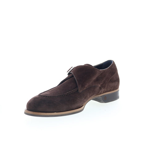 Di Bianco Parma Mens Brown Suede Hook & Loop Loafers & Slip Ons Casual Shoes