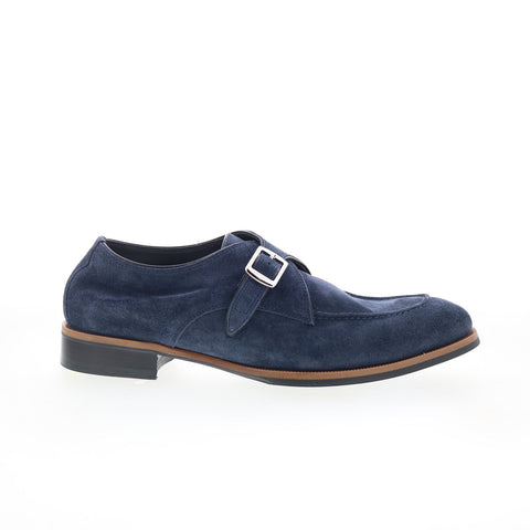 Di Bianco Parma Mens Blue Suede Hook & Loop Loafers & Slip Ons Casual Shoes