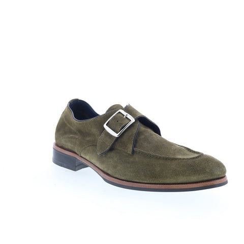 Di Bianco Parma Mens Green Suede Hook & Loop Loafers & Slip Ons Casual Shoes