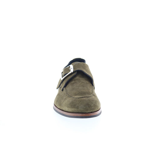 Di Bianco Parma Mens Green Suede Hook & Loop Loafers & Slip Ons Casual Shoes