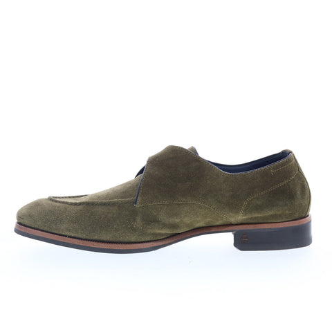 Di Bianco Parma Mens Green Suede Hook & Loop Loafers & Slip Ons Casual Shoes