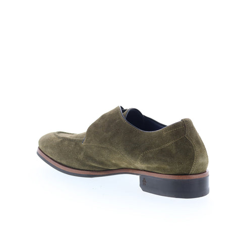 Di Bianco Parma Mens Green Suede Hook & Loop Loafers & Slip Ons Casual Shoes
