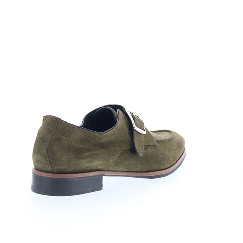 Di Bianco Parma Mens Green Suede Hook & Loop Loafers & Slip Ons Casual Shoes