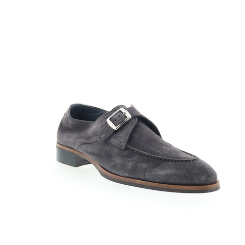 Di Bianco Parma Mens Gray Suede Hook & Loop Loafers & Slip Ons Casual Shoes