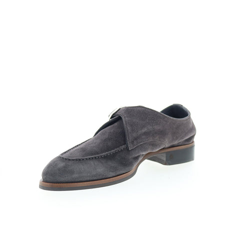 Di Bianco Parma Mens Gray Suede Hook & Loop Loafers & Slip Ons Casual Shoes