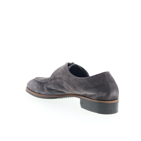 Di Bianco Parma Mens Gray Suede Hook & Loop Loafers & Slip Ons Casual Shoes