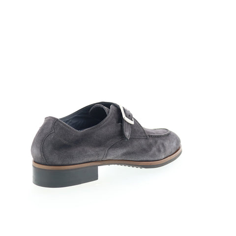 Di Bianco Parma Mens Gray Suede Hook & Loop Loafers & Slip Ons Casual Shoes