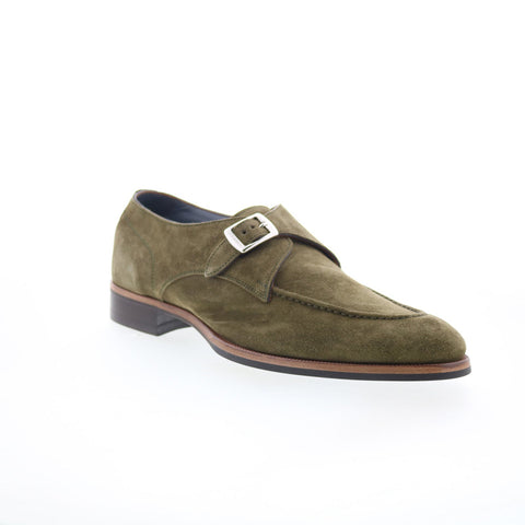 Di Bianco Parma Mens Green Suede Hook & Loop Loafers & Slip Ons Casual Shoes