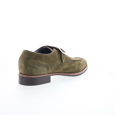 Di Bianco Parma Mens Green Suede Hook & Loop Loafers & Slip Ons Casual Shoes