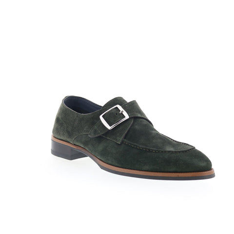 Di Bianco Parma Mens Green Suede Hook & Loop Loafers & Slip Ons Casual Shoes
