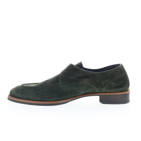 Di Bianco Parma Mens Green Suede Hook & Loop Loafers & Slip Ons Casual Shoes