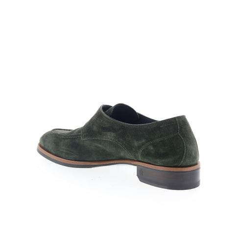 Di Bianco Parma Mens Green Suede Hook & Loop Loafers & Slip Ons Casual Shoes