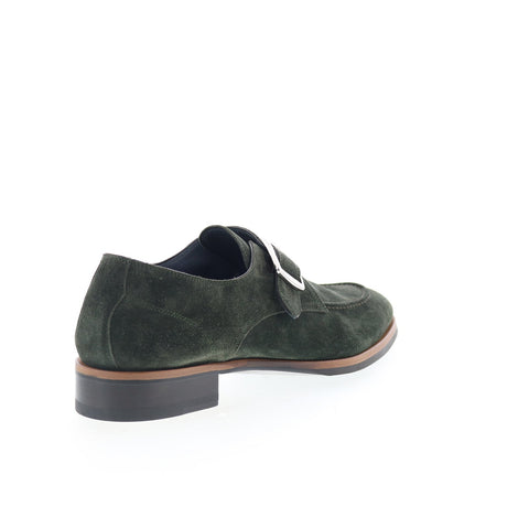 Di Bianco Parma Mens Green Suede Hook & Loop Loafers & Slip Ons Casual Shoes