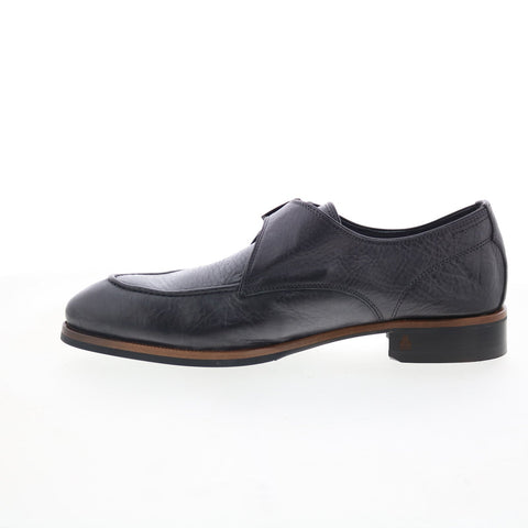 Di Bianco Parma Mens Black Leather Hook & Loop Loafers & Slip Ons Casual Shoes