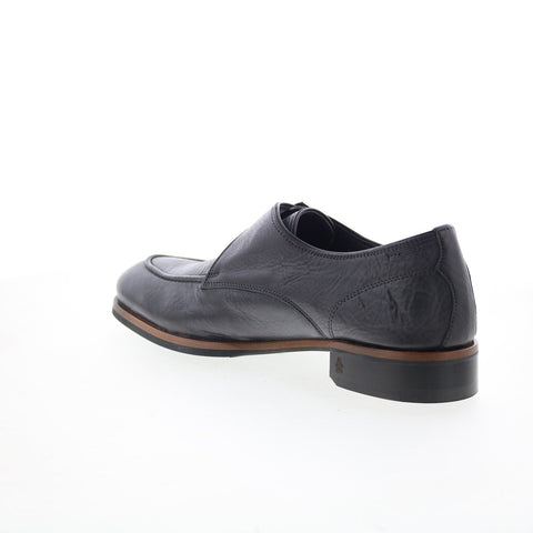 Di Bianco Parma Mens Black Leather Hook & Loop Loafers & Slip Ons Casual Shoes