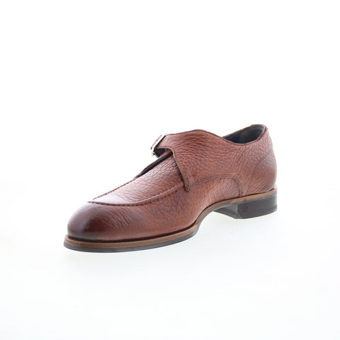 Di Bianco Parma Mens Brown Leather Hook & Loop Loafers & Slip Ons Casual Shoes