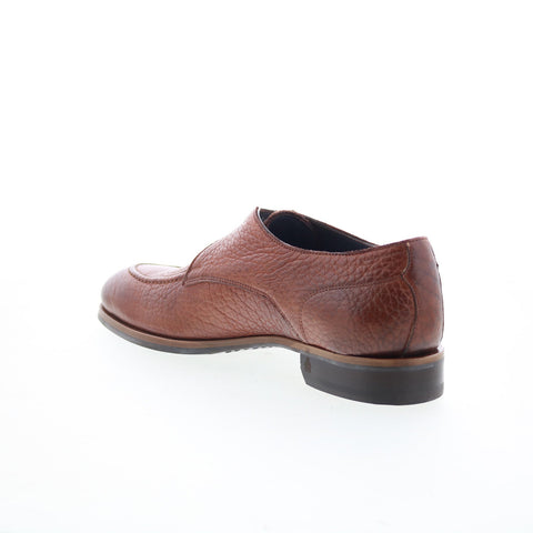 Di Bianco Parma Mens Brown Leather Hook & Loop Loafers & Slip Ons Casual Shoes