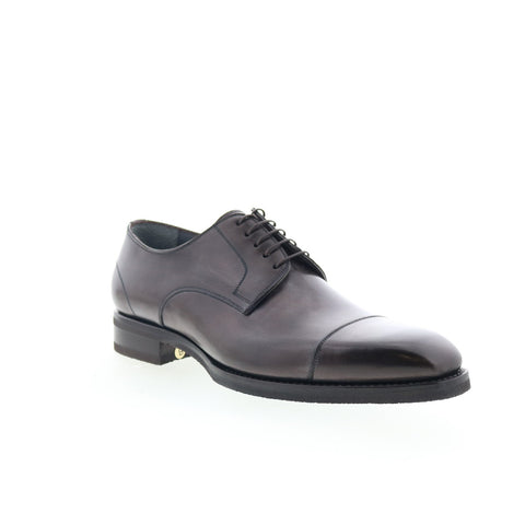 Di Bianco Pesaro Mens Brown Leather Lace Up Oxfords & Lace Ups Cap Toe Shoes