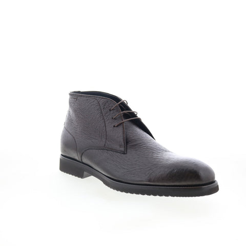 Di Bianco Pescatora Mens Brown Leather Lace Up Chukkas Boots