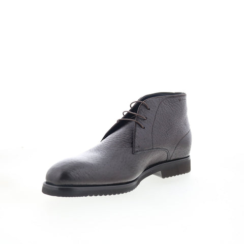 Di Bianco Pescatora Mens Brown Leather Lace Up Chukkas Boots