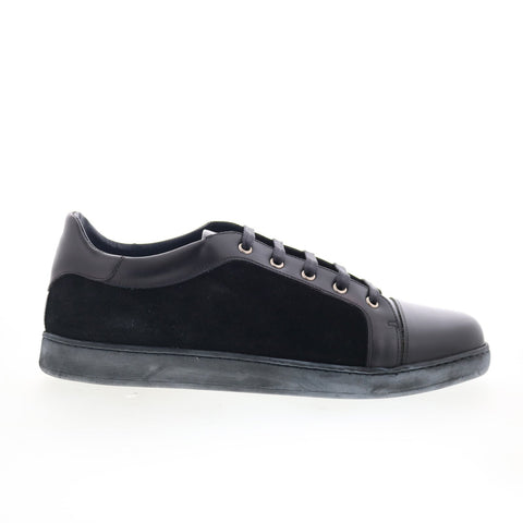 Di Bianco Petrosino Mens Black Leather Lace Up Lifestyle Sneakers Shoes