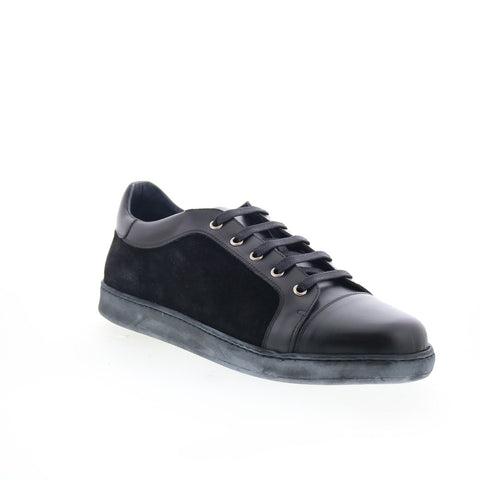 Di Bianco Petrosino Mens Black Leather Lace Up Lifestyle Sneakers Shoes
