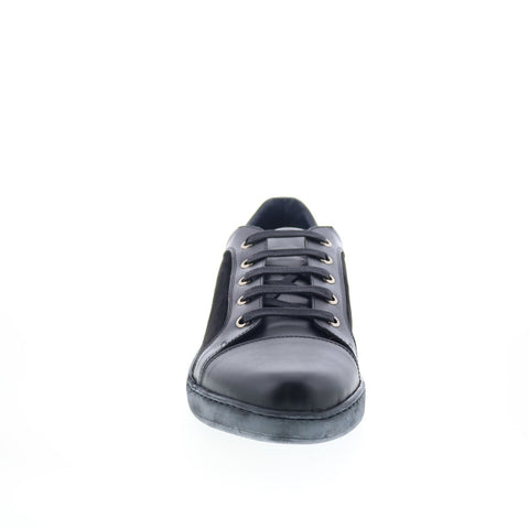 Di Bianco Petrosino Mens Black Leather Lace Up Lifestyle Sneakers Shoes