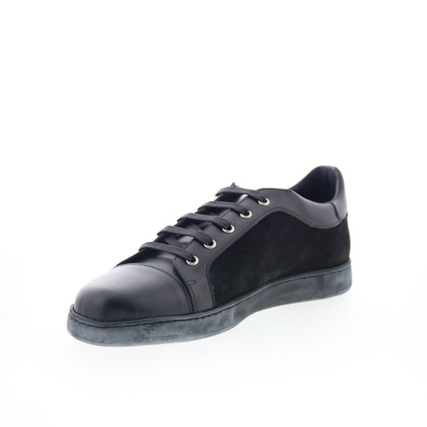 Di Bianco Petrosino Mens Black Leather Lace Up Lifestyle Sneakers Shoes