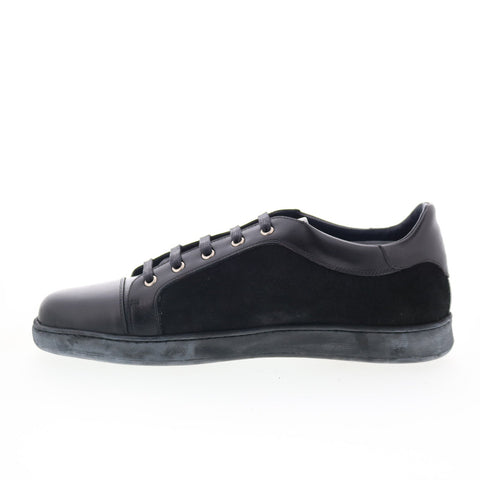 Di Bianco Petrosino Mens Black Leather Lace Up Lifestyle Sneakers Shoes