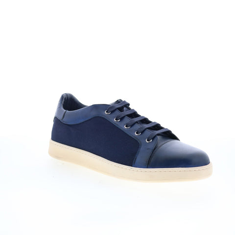 Di Bianco Petrosino Mens Blue Leather Lace Up Lifestyle Sneakers Shoes