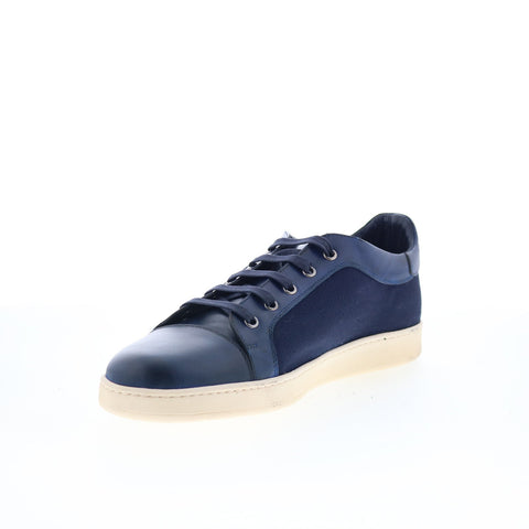 Di Bianco Petrosino Mens Blue Leather Lace Up Lifestyle Sneakers Shoes
