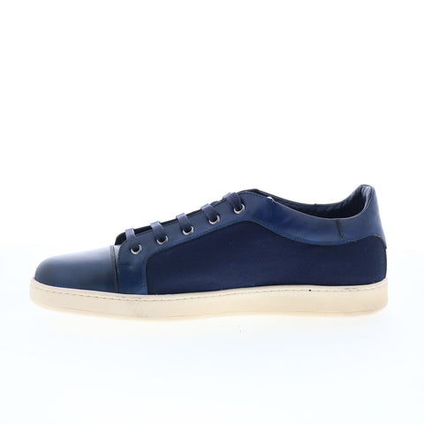 Di Bianco Petrosino Mens Blue Leather Lace Up Lifestyle Sneakers Shoes