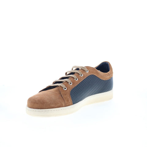 Di Bianco Petrosino Mens Brown Suede Lace Up Lifestyle Sneakers Shoes