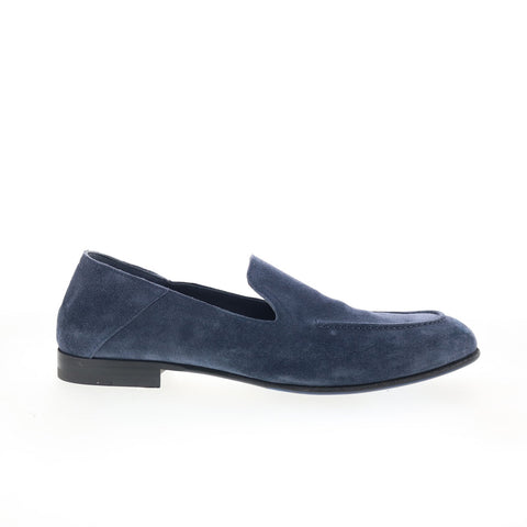Di Bianco Positano Mens Blue Suede Slip On Loafers & Slip Ons Casual Shoes