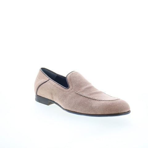 Di Bianco Positano Mens Brown Canvas Slip On Loafers & Slip Ons Casual Shoes