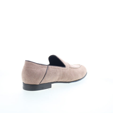 Di Bianco Positano Mens Brown Canvas Slip On Loafers & Slip Ons Casual Shoes