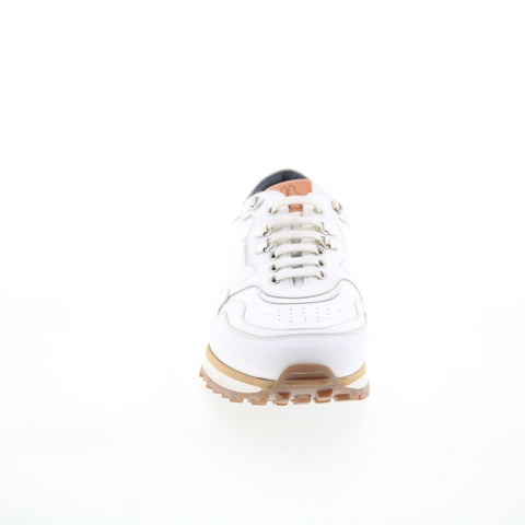 Di Bianco Potenza Mens White Leather Lace Up Lifestyle Sneakers Shoes
