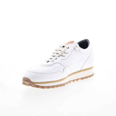 Di Bianco Potenza Mens White Leather Lace Up Lifestyle Sneakers Shoes