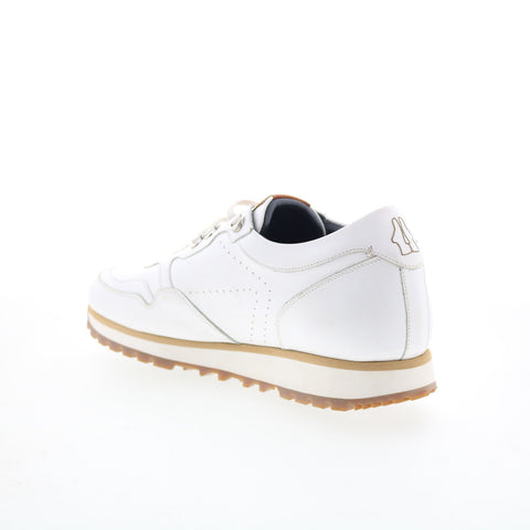 Di Bianco Potenza Mens White Leather Lace Up Lifestyle Sneakers Shoes