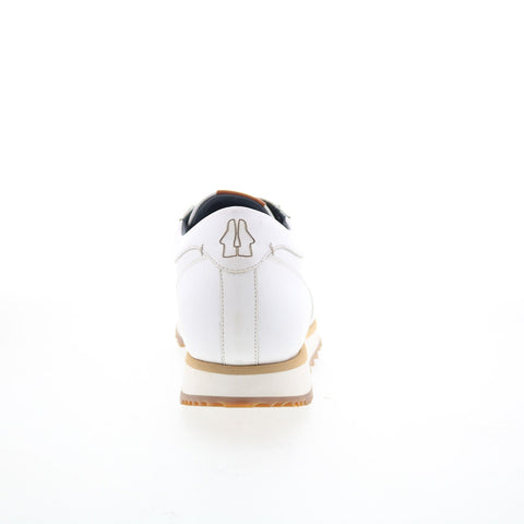 Di Bianco Potenza Mens White Leather Lace Up Lifestyle Sneakers Shoes