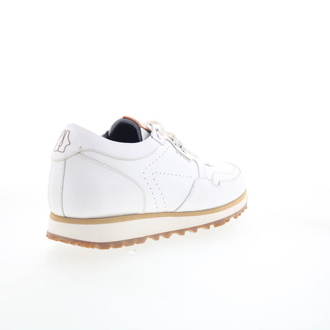 Di Bianco Potenza Mens White Leather Lace Up Lifestyle Sneakers Shoes